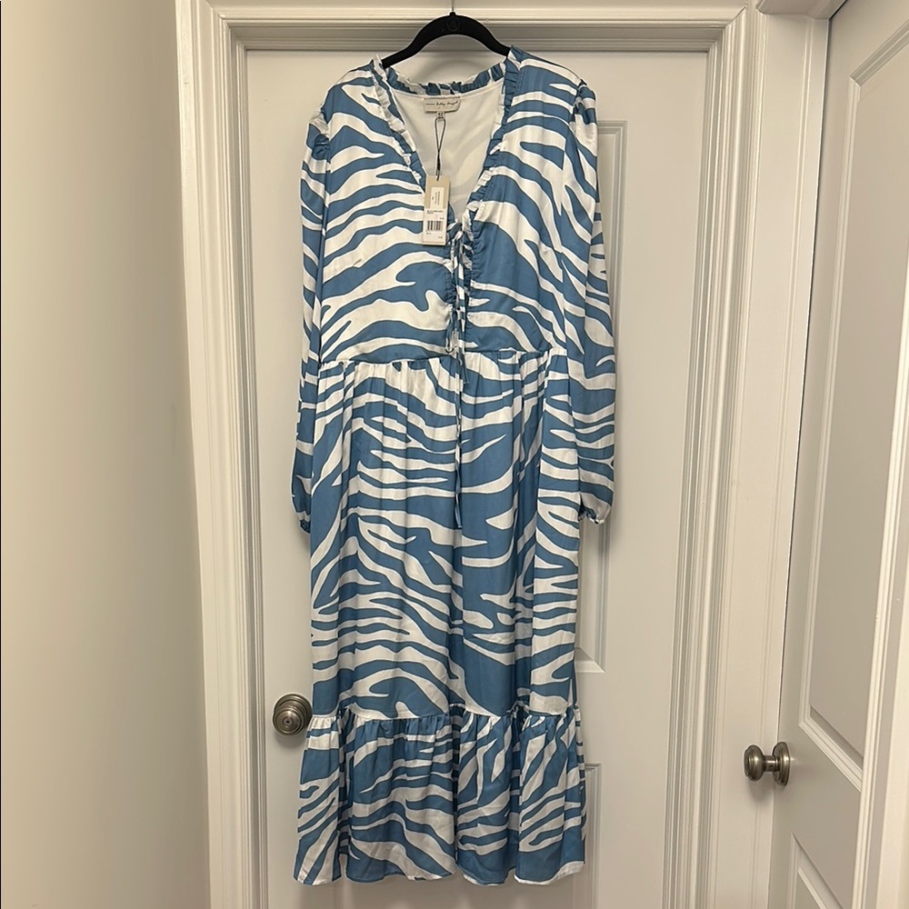 Never Fully Dressed Blue and White Maxi Dress